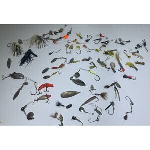 Vintage Fishing Lures Metal Blue Fox Rooster Tail (lot of 50) Feather Jig Heads
